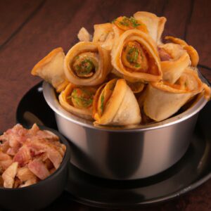 Cestinha De Massa De Pastel Com Bacon E Alho-Poró Na Airfryer