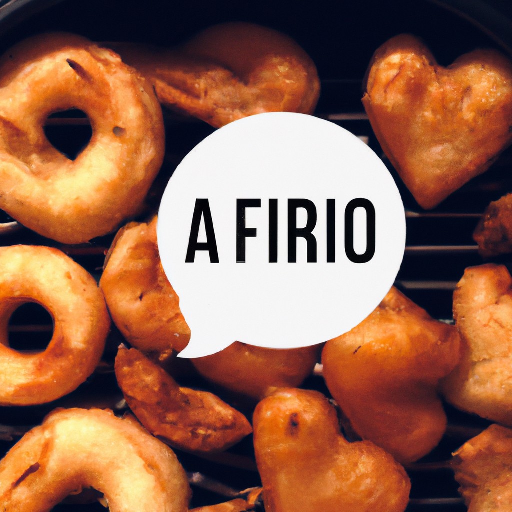 Imagem de um coração feito de carne moída, empanado e frito em uma airfryer. O coração está sobre uma grelha com papel manteiga por baixo. O fundo é branco.