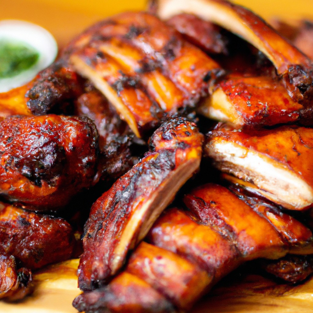 Costela De Tambaqui Na Airfryer: Receita Fácil E Rápida 1 Imagem de uma costela de tambaqui assada na airfryer. A costela é dourada e crocante, e está apoiada em uma tábua de madeira. Há uma fatia de limão ao lado da costela.