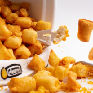 Uma foto de couve manteiga crocante cozida em uma Airfryer. A couve está disposta em uma única camada na cesta da Airfryer e tem uma cor verde vibrante com bordas levemente douradas. A couve está coberta com gotas de azeite e polvilhada com sal e pimenta.