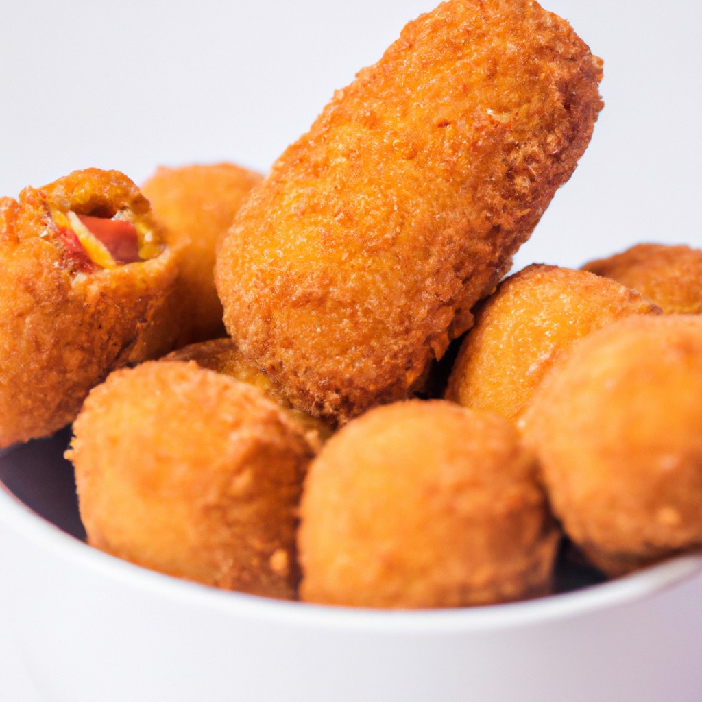 Croquete Na Airfryer: Veja Como Fazer Este Salgado Delicioso 1 Imagem de croquetes dourados e crocantes preparados em uma airfryer, acompanhados de um molho para imersão. Esses salgadinhos são perfeitos para um lanche ou aperitivo.