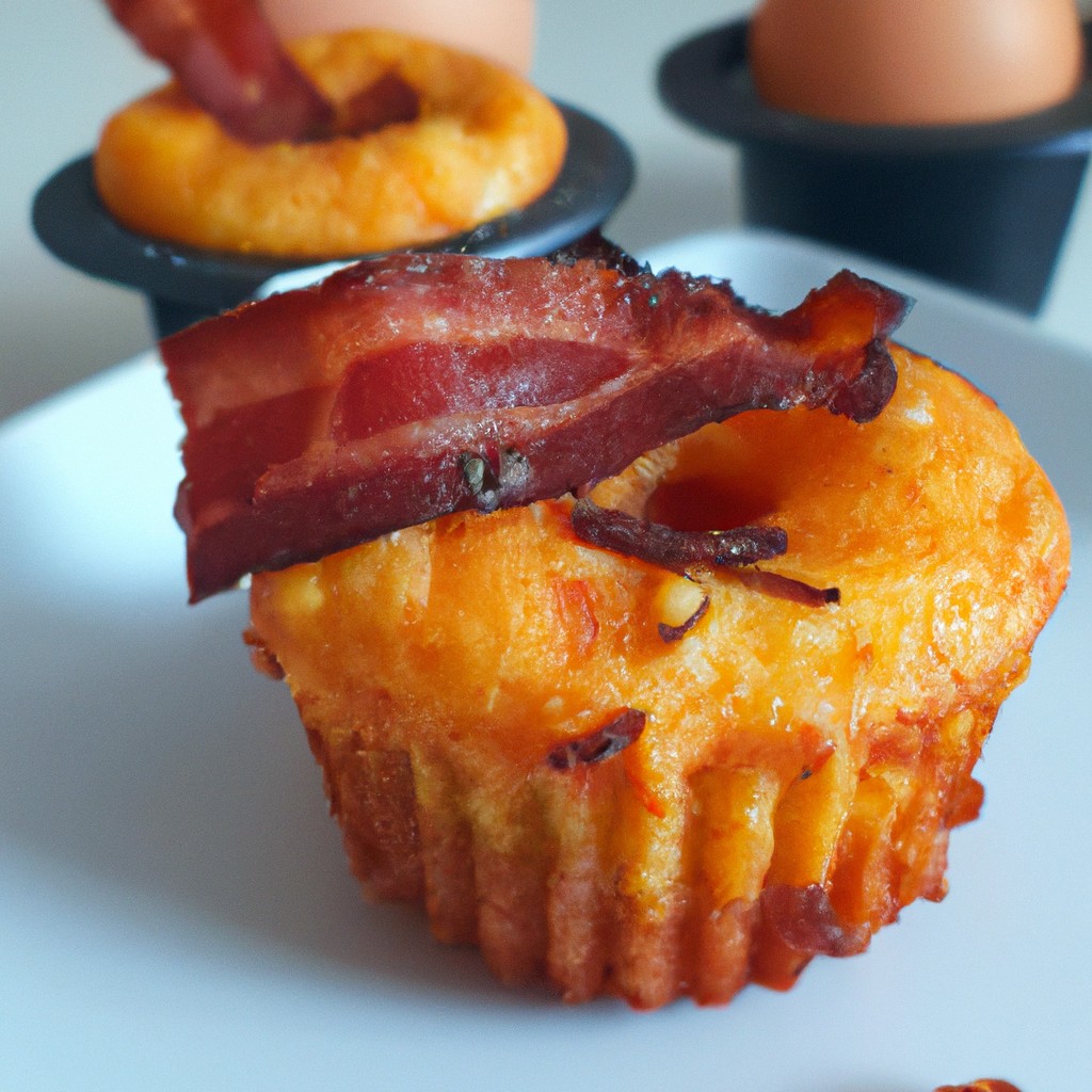Cupcake De Bacon E Ovo Na Airfryer: Receita Fácil E Deliciosa 1 Imagem de cupcakes de bacon e ovo cozidos em uma airfryer. Os cupcakes têm uma crosta crocante e dourada e são recheados com bacon e ovos macios e cremosos.