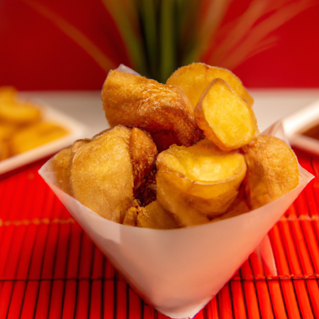 Dadinho De Mandioca Na Airfryer: Receita Deliciosa, Aprenda Já 1 Imagem de dadinhos de mandioca dourados e crocantes cozidos em uma airfryer, com um molho de pimenta à parte.