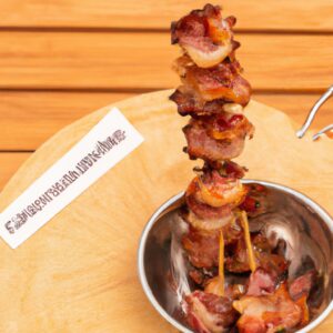 Espetinhos de carne suculentos enrolados em bacon crocante, grelhados à perfeição na Airfryer. Uma refeição rápida e prática, perfeita para um lanche ou jantar.
