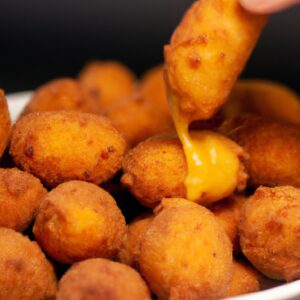 Croquete de batata crocante e dourado, cozido na Airfryer, com um interior macio e cremoso. Acompanhado por um molho de sua preferência.