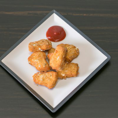 Imagem de um filé de linguado cozido em uma airfryer, colocado em um prato com fatias de limão e ervas frescas.