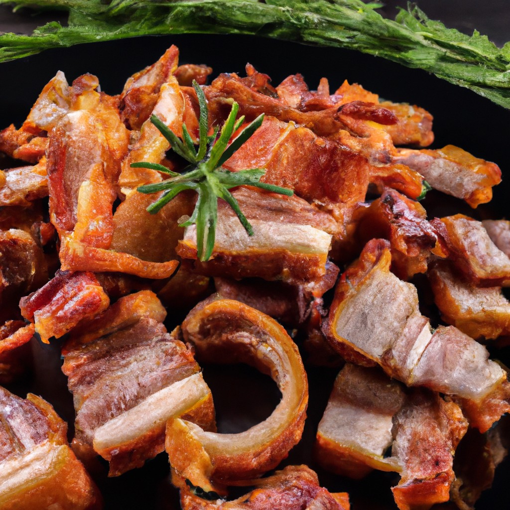 Filé De Porco Com Bacon Na Airfryer Fica Uma Delícia, Aprenda Já 1 Imagem de filé de porco assado na Airfryer, coberto com bacon crocante. O filé é dourado e suculento, com a gordura do bacon caramelizada por cima. O prato é servido em um prato com legumes grelhados.