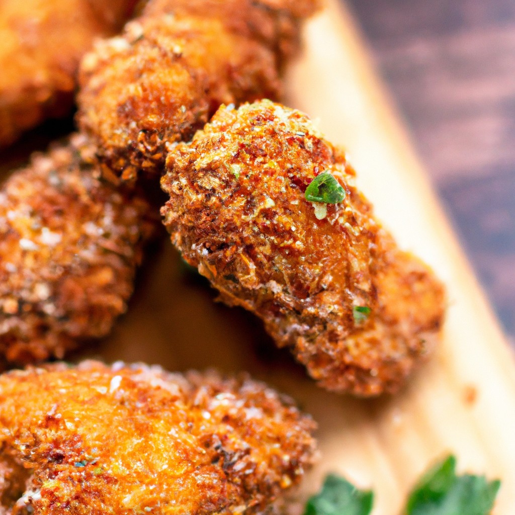 Filé De Viola Na Airfryer: Receita Deliciosa E Fácil De Fazer 1 Imagem de um filé de viola frito no ar, servido com fatias de limão e ervas. O filé é dourado e crocante, com um interior suculento e úmido.