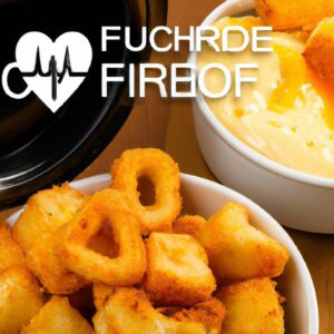 Imagem de uma panela de fondue de queijo derretido com pedaços de pão ao redor, pronta para ser mergulhada. O fundo é uma superfície de ardósia e há ervas frescas espalhadas ao redor da panela.
