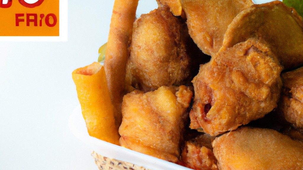 Imagem de cubos de frango crocantes cozidos em uma airfryer. O frango é dourado e crocante por fora, e suculento e macio por dentro.