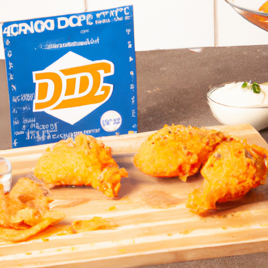Imagem de frango empanado coberto com migalhas de Doritos, frito em uma airfryer. O frango está dourado e crocante, com um interior suculento e saboroso.