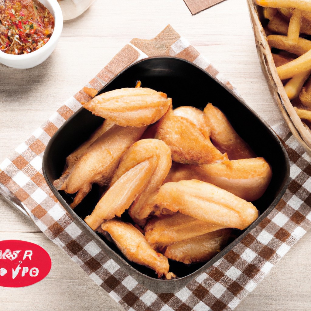 Frango Xadrez Na Airfryer 1 Imagem de frango xadrez cozido em uma Airfryer. O frango está cortado em pedaços e coberto com um molho espesso e brilhante. O molho é feito com molho de soja, mel e especiarias. O frango é dourado e crocante, e o molho é pegajoso e doce.