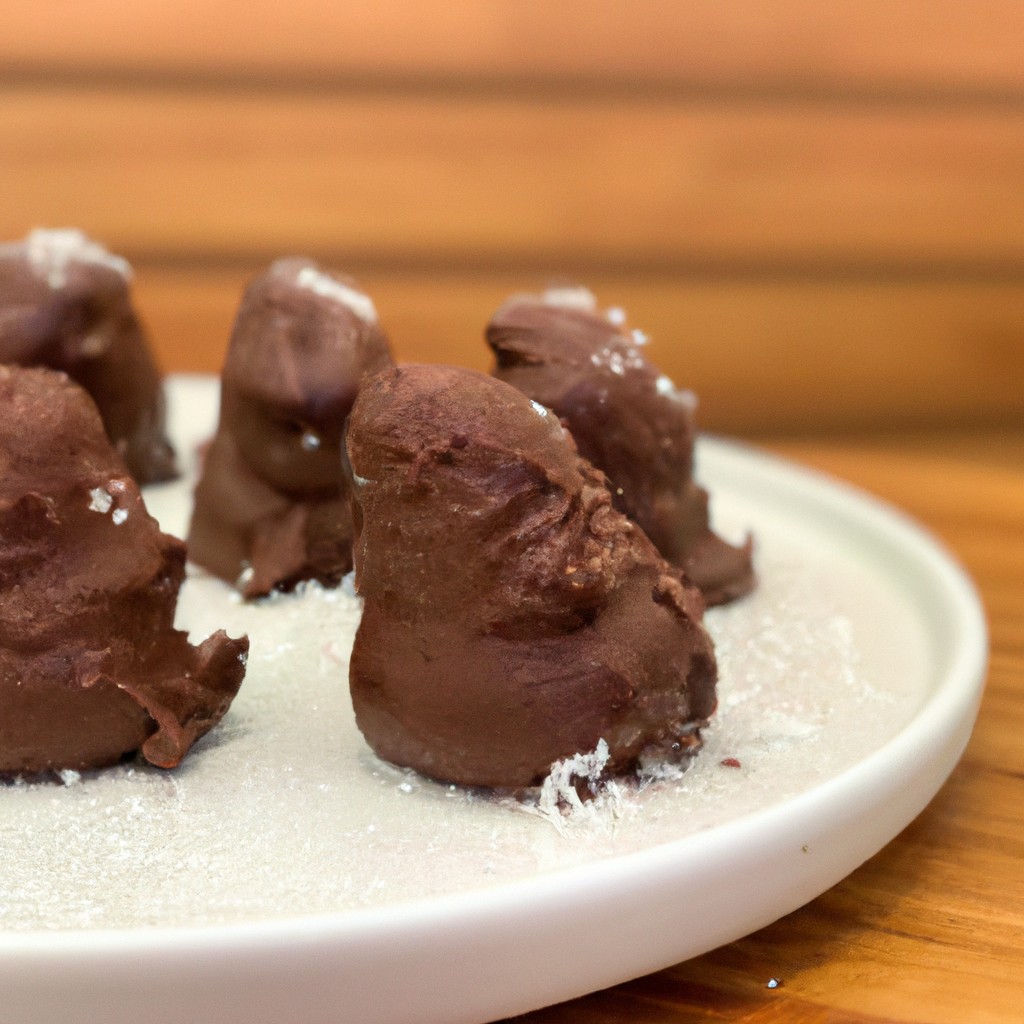Imagem de uma cesta de fritadeira cheia de fudge de varinha de chocolate, com os topos salpicados de granulado de arco-íris. O fudge é marrom escuro e brilhante, com uma textura lisa e cremosa. É cortado em quadrados e disposto em linhas ordenadas na cesta. O fundo é branco, com o texto "Fudge da Varinha Na Airfryer: Receita Fácil E Deliciosa" escrito em preto na parte superior.