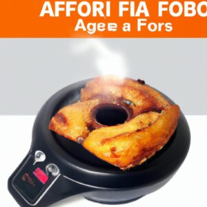Imagem mostrando o banner de um anúncio enganoso para uma Airfryer com o texto "Golpe da Airfryer Barata: Cuidado para não cair nesta cilada".