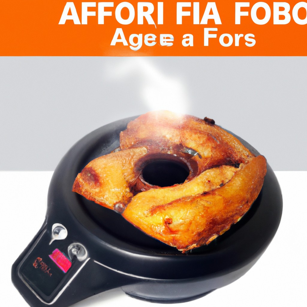 Imagem mostrando o banner de um anúncio enganoso para uma Airfryer com o texto "Golpe da Airfryer Barata: Cuidado para não cair nesta cilada".