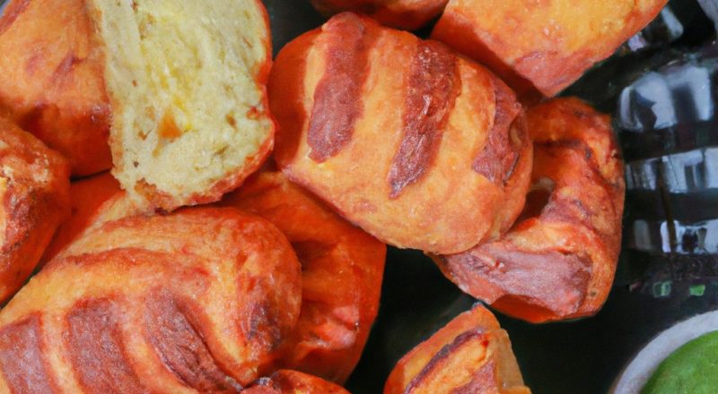 Imagem de inhame frito na Airfryer, com casca dourada e crocante, e interior macio e fofo.