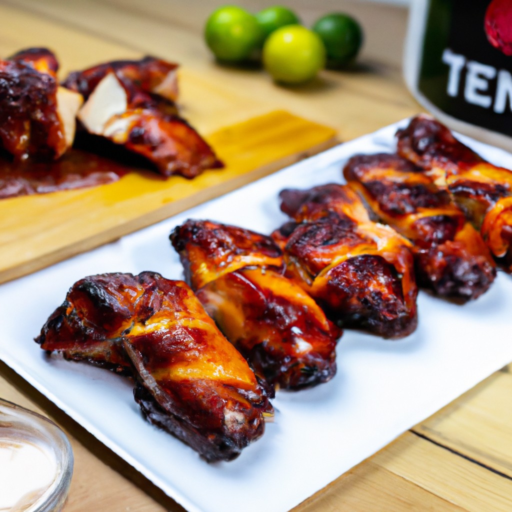 Isca De Frango Com Barbecue Na Airfryer: Receita Deliciosa 1 Foto de tiras de frango empanadas e douradas em uma cesta de fritadeira, cobertas com molho barbecue fumegante.
