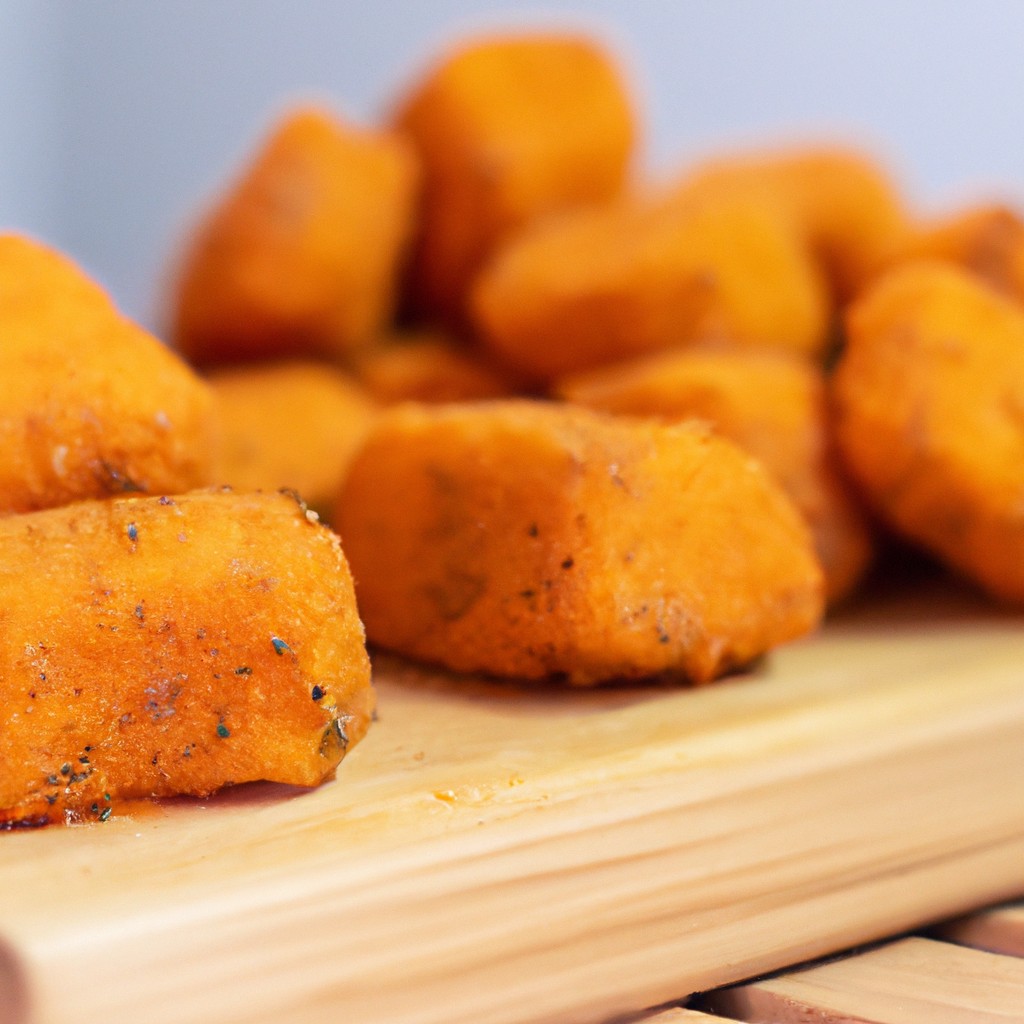 Laranja Desidratada Na Airfryer: Veja Como Fazer Passo A Passo 1 Foto de laranjas fatiadas desidratadas em uma Airfryer. As fatias são de cor laranja brilhante e têm uma textura enrugada. Elas estão dispostas em uma única camada na cesta da Airfryer.