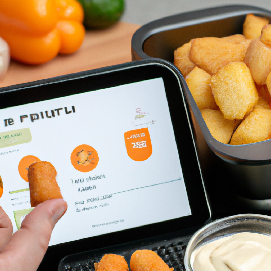 Legumes Com Maionese Na Airfryer: Receita Fácil De Fazer 1 Imagem de legumes coloridos, como brócolis, cenoura e abobrinha, dispostos em uma cesta de fritadeira e cobertos com maionese. A imagem mostra o processo de preparo da receita de legumes com maionese na Airfryer, uma opção fácil e saudável para um acompanhamento.