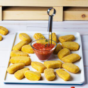 Imagem de linguado cozido em uma Airfryer, com um limão fatiado ao lado para guarnecer. O peixe tem uma crosta dourada e crocante, e a carne branca e escamosa é visível.