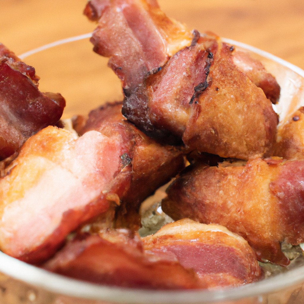 Mignon Suíno Com Calabresa Na Airfryer: Receita Deliciosa 1 Foto de um mignon suíno assado em uma airfryer, coberto com rodelas de calabresa. O mignon está suculento e dourado, e a calabresa está crocante e saborosa. O prato é servido em um prato branco com uma guarnição de folhas de alface e tomate cereja.