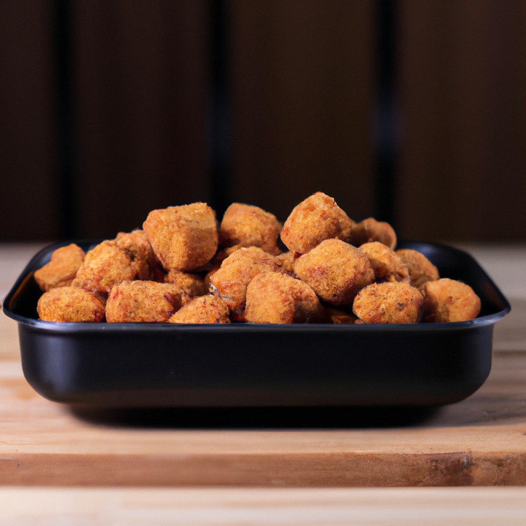 Mignon Suíno Empanado Na Airfryer: Receita Fácil De Fazer 1 Fotografia de um prato com mignon suíno empanado, acompanhado de arroz e salada verde. O mignon está dourado e crocante, com uma crosta empanada visível. O arroz é branco e fofo, enquanto a salada verde é fresca e colorida, com folhas de alface, tomate e cebola.