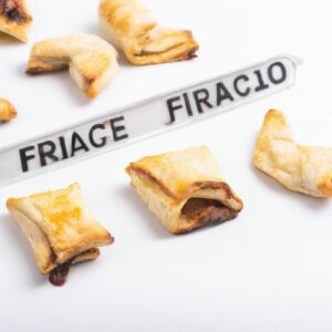 Imagem de mini folhados de Nutella em uma airfryer. Os folhados são dourados e crocantes, com uma pitada de açúcar de confeiteiro polvilhado por cima.