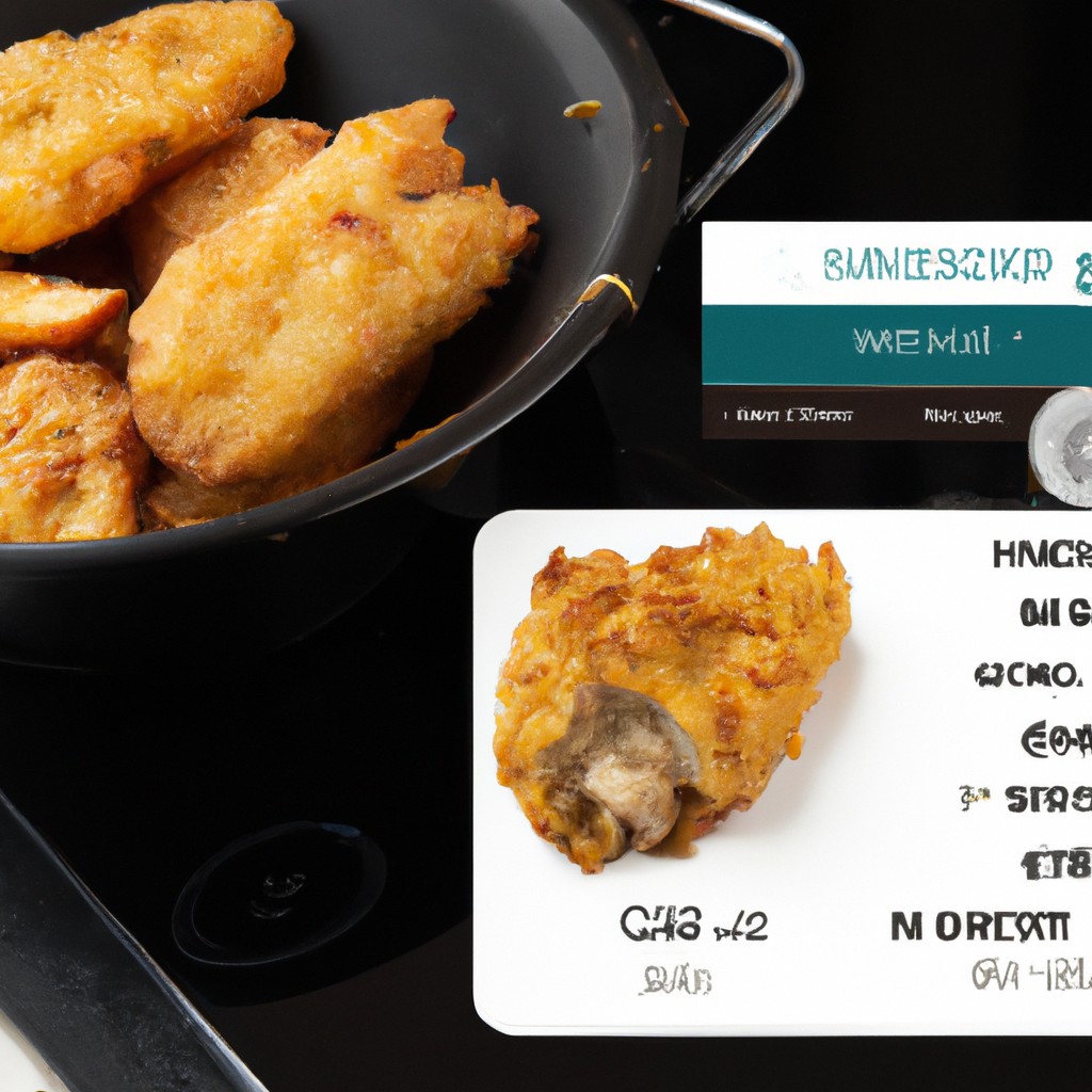 Imagem de nuggets de peixe crocantes e dourados feitos na airfryer, servidos com um molho tártaro cremoso. Esses nuggets são fáceis de fazer e são uma ótima opção para um lanche rápido ou refeição.