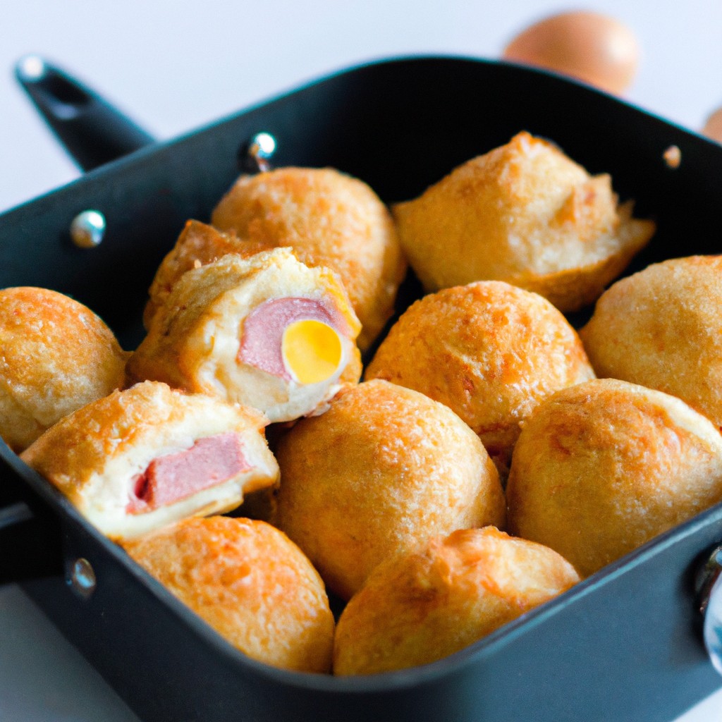 Imagem de ovos pochê cozidos em uma Airfryer. Os ovos têm gema líquida e clara cozida. A Airfryer é uma fritadeira de ar quente que cozinha alimentos com pouco ou nenhum óleo. Este método de cozinhar ovos é rápido e fácil, e resulta em ovos perfeitamente pochê todas as vezes.