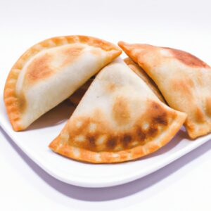Imagem de panquecas douradas e fofas feitas com massa de pastel cozidas em uma Airfryer. As panquecas são cobertas com manteiga derretida e calda de bordo.