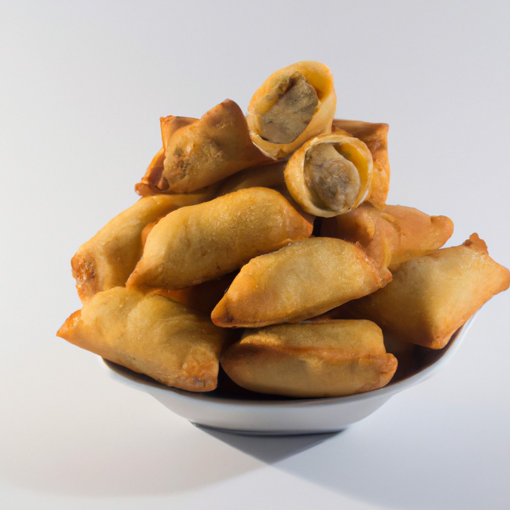 Imagem mostra um pastel de carne cozido na Airfryer. O pastel tem uma crosta dourada e crocante, e o recheio é feito de carne moída, vegetais e especiarias. O pastel é acompanhado por um molho marrom claro.