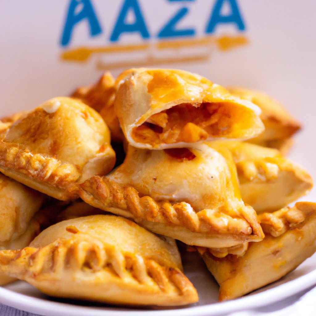Imagem de petiscos crocantes e dourados feitos com massa de pastel cozida na airfryer. Esses petiscos são fáceis e rápidos de preparar, tornando-os um lanche ou aperitivo perfeito.