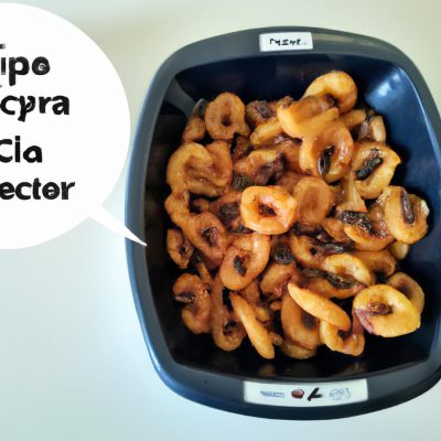 Imagem de uma porção de petiscos de feijão crocantes e dourados em uma cesta da airfryer. Os petiscos têm uma crosta crocante e um interior macio, com feijão preto e especiarias visíveis.