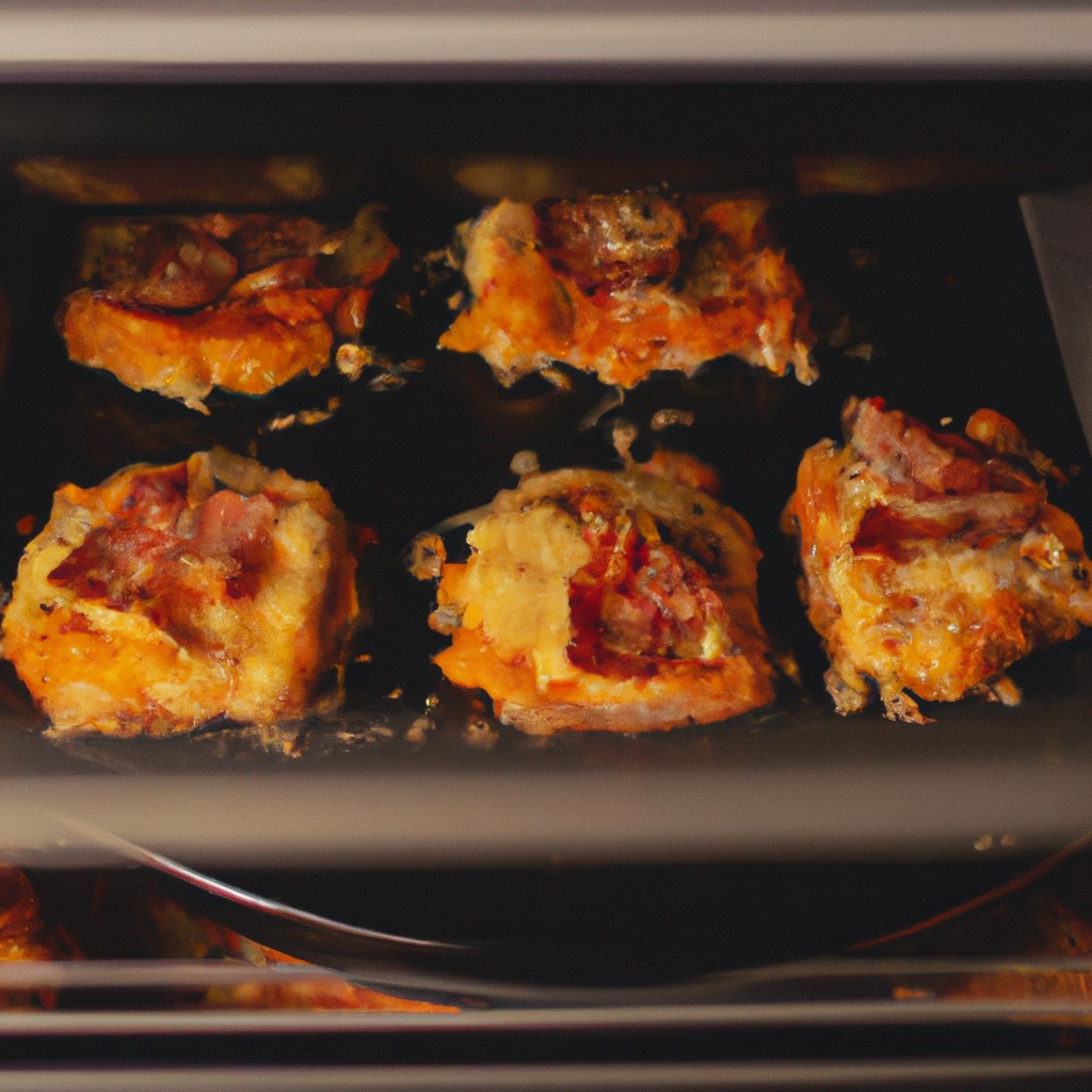 Pizza Brotinho Na Airfryer: Receita Fácil E Rápida De Fazer 1 Imagem de uma pizza brotinho pronta em uma airfryer. A pizza tem uma crosta dourada e recheada com queijo derretido, molho de tomate e coberturas.