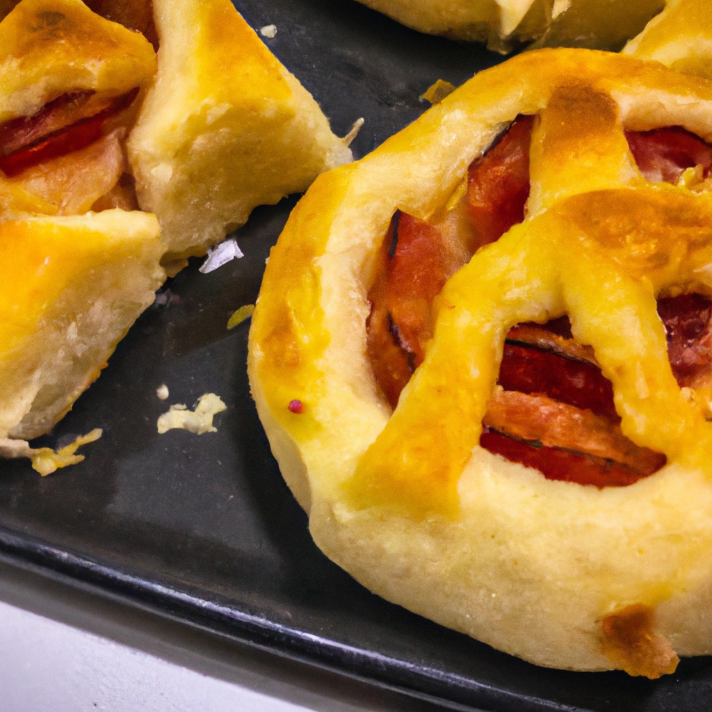 Imagem de uma pizza doce feita com massa de Rap10 e assada na Airfryer. A pizza é coberta com uma mistura de canela e açúcar, além de nozes picadas e passas. A pizza é mostrada em um prato branco com uma fatia cortada.