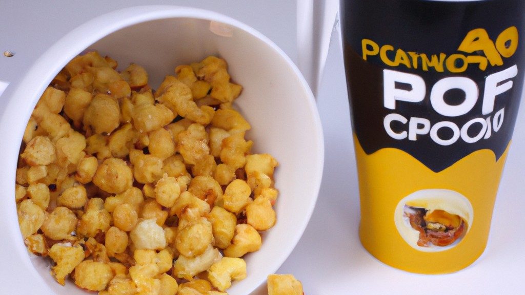 Imagem de bolinhas douradas e crocantes de queijo pipoca, preparadas em uma airfryer. O queijo é derretido e borbulhante, criando uma textura deliciosa e crocante.