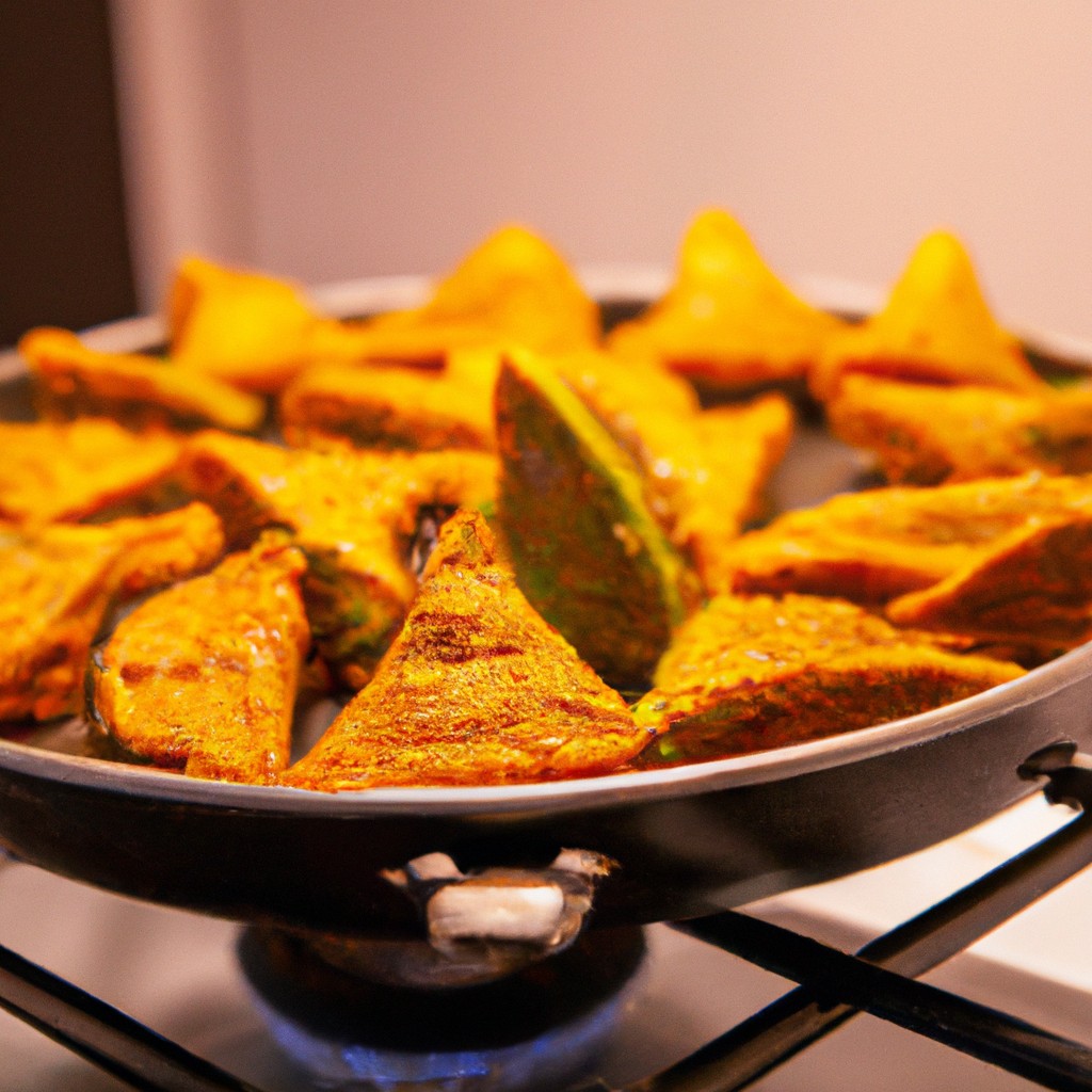 Imagem de quibe de abóbora empanado na airfryer, cortado em pedaços e disposto em um prato. A abóbora é laranja brilhante e o empanado é dourado e crocante. Ao fundo, há um recipiente de molho tahine.