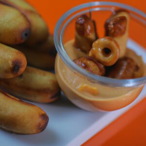 Imagem de Rap10 de doce de leite com banana cozido na Airfryer, apresentando uma casca crocante e recheio cremoso de doce de leite e banana.