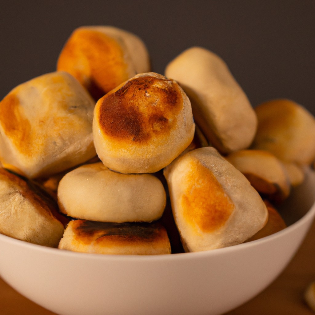 Foto de esfihas de batata-doce cozidas em uma airfryer, com recheio visível e crosta dourada.