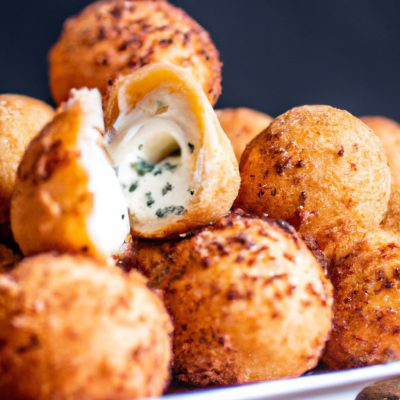 Fotografia de uma sobremesa Romeu e Julieta feita na Airfryer, com camadas de queijo e goiabada, em um prato branco.