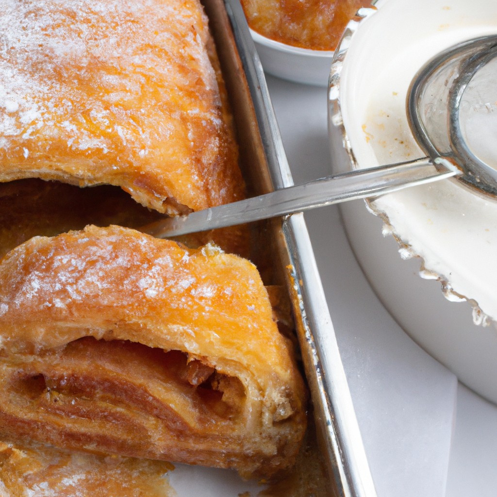 Imagem de um pastel de banana assado na Airfryer. O pastel tem uma crosta dourada e é recheado com bananas fatiadas e doce de leite.
