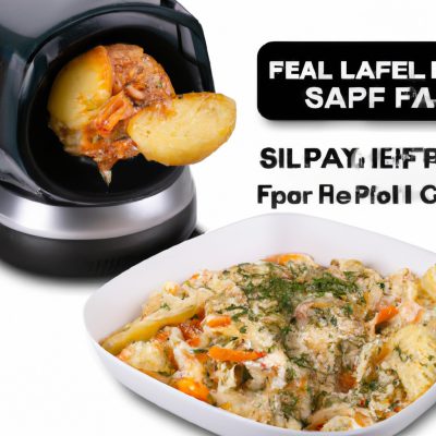Imagem de repolho fatiado em uma airfryer, com uma crosta dourada e crocante.