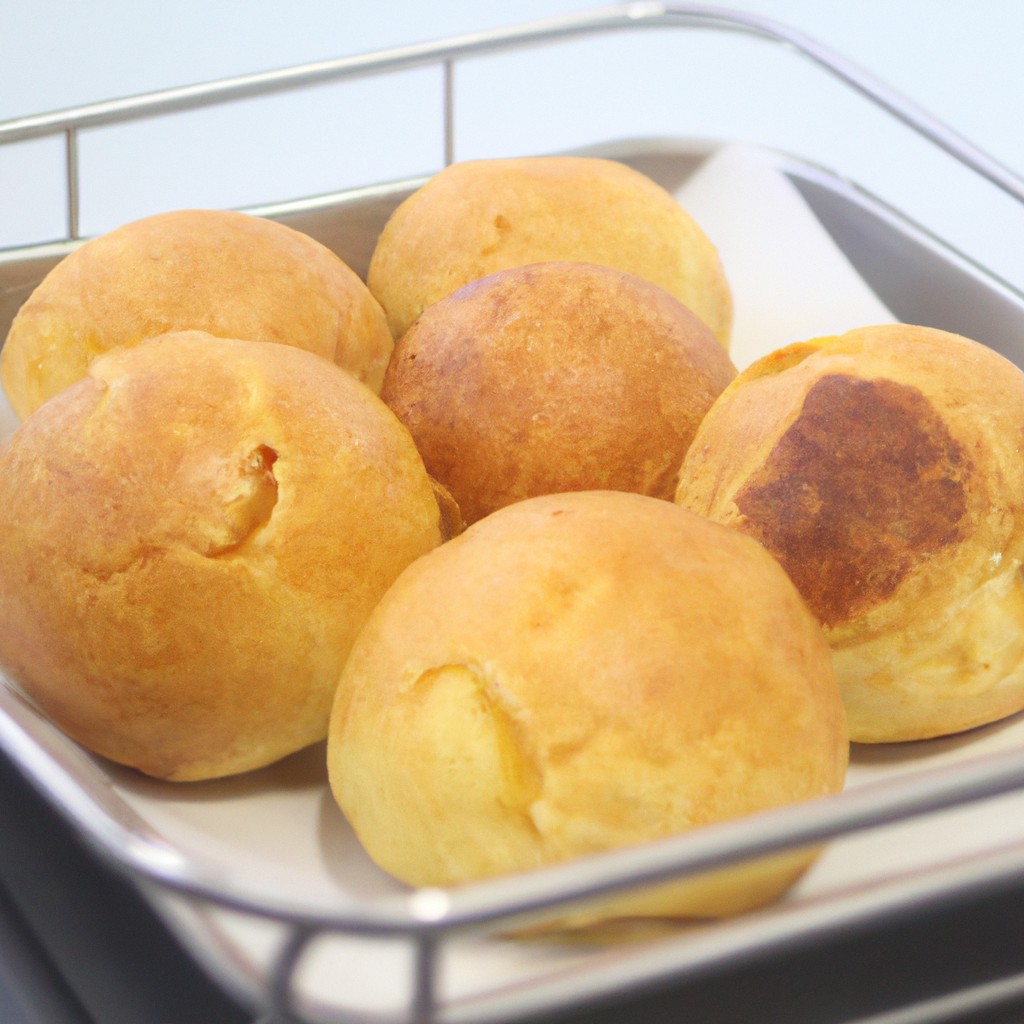Imagem de um suflê de chuchu assado na Airfryer, com uma crosta dourada e fofa. A imagem mostra o suflê cortado ao meio, revelando seu interior cremoso e fofo.