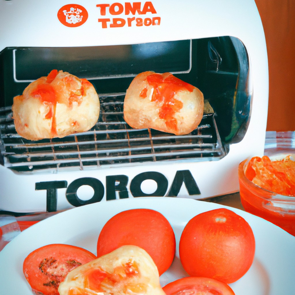 Tomate Na Airfryer: Receita Muito Fácil E Rápida De Fazer 1 Imagem de tomates cortados ao meio colocados na cesta da Airfryer. Os tomates são temperados com azeite, sal e pimenta e estão sendo cozidos para criar um petisco rápido e fácil.