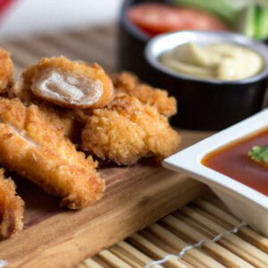 Imagem de Tonkatsu frito ao ar livre, uma costeleta de porco japonesa empanada servida com repolho picado e um molho escuro.