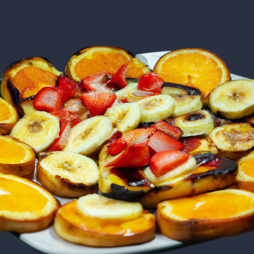 Torrada Com Frutas Na Airfryer: Receita Fácil E Deliciosa 1 Imagem de torradas crocantes cobertas com frutas frescas e coloridas, como mirtilos, morangos e bananas. As torradas são feitas na Airfryer, resultando em um exterior crocante e um interior macio e fofo. A combinação de frutas doces e torradas crocantes cria um café da manhã ou lanche delicioso e saudável.