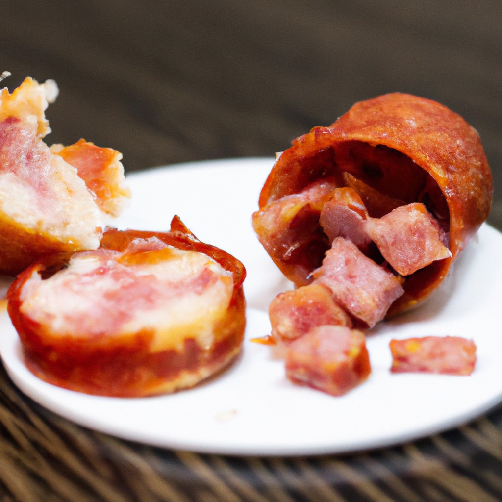 Torrada Com Salame Na Airfryer: Receita Fácil E Deliciosa 1 Imagem de torradas crocantes cobertas com fatias finas de salame, assadas em uma airfryer. As torradas são douradas e ligeiramente crocantes, com o salame levemente enrugado e dourado.