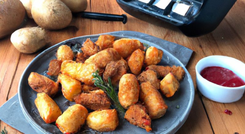 Imagem de uma Air Fryer Philco Gourmet Black, uma fritadeira sem óleo na cor preta com capacidade de 3,2 litros. Possui painel digital com 8 funções pré-programadas, controle de temperatura ajustável de 80°C a 200°C, timer de até 60 minutos e desligamento automático. A fritadeira vem com uma cesta antiaderente removível para facilitar a limpeza.