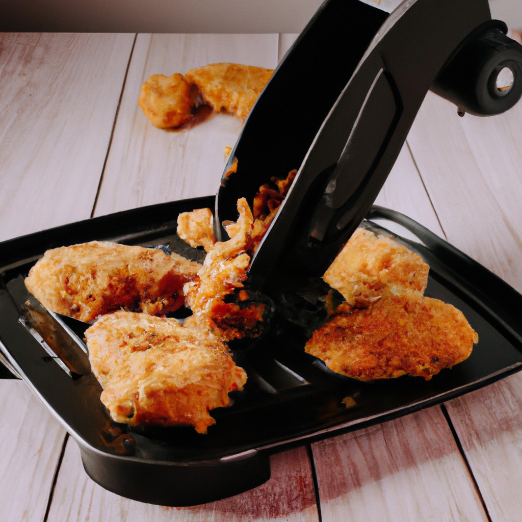 Air Fryer Spectre - Philips Walita Receitas 1 Imagem de uma Air Fryer Spectre da Philips Walita. A fritadeira é de cor preta e possui um design moderno. Ela tem uma cesta removível e um painel de controle digital com várias predefinições de cozimento.