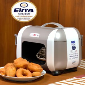 Imagem de uma fritadeira Air Fryer Grand Efficient Eaf30 da Electrolux, na cor preta, com capacidade de 3,2 litros. A fritadeira possui um painel digital com seis programas predefinidos, incluindo fritar, assar, grelhar e desidratar. A fritadeira também possui uma cesta removível com revestimento antiaderente e uma bandeja coletora de gordura.